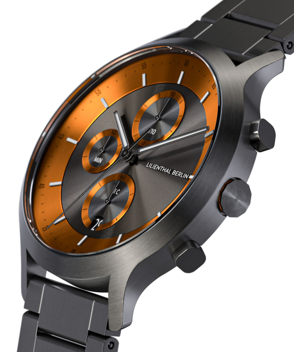 Chronograph LP Dark Silver Orange - Stainless Stee | All Watches | Watches  | Lilienthal Berlin - Award-winning Designs