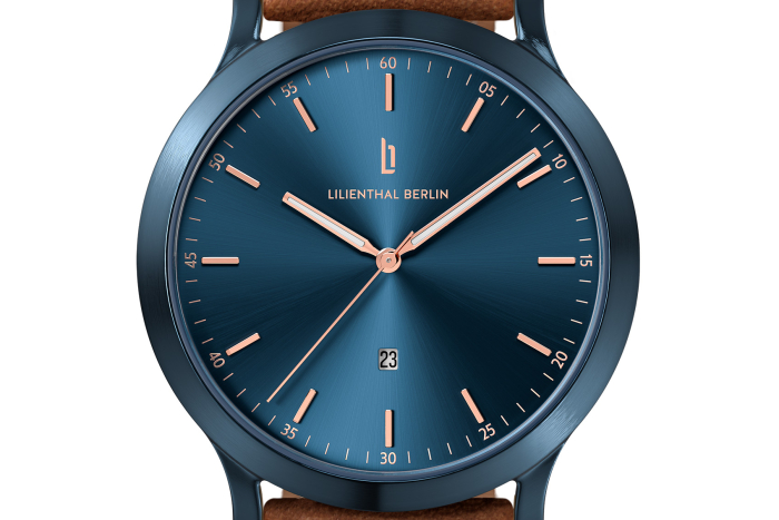 Huxley Blue Rose Gold - Leather light brown | All Watches | Watches |  Lilienthal Berlin - Award-winning Designs