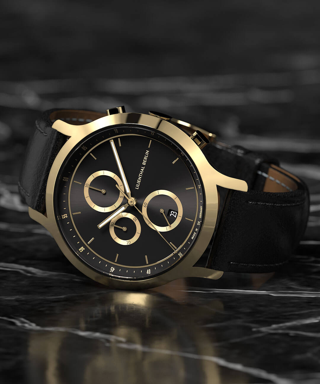 Chronograph Gold Black - leather black, All Watches, Watches