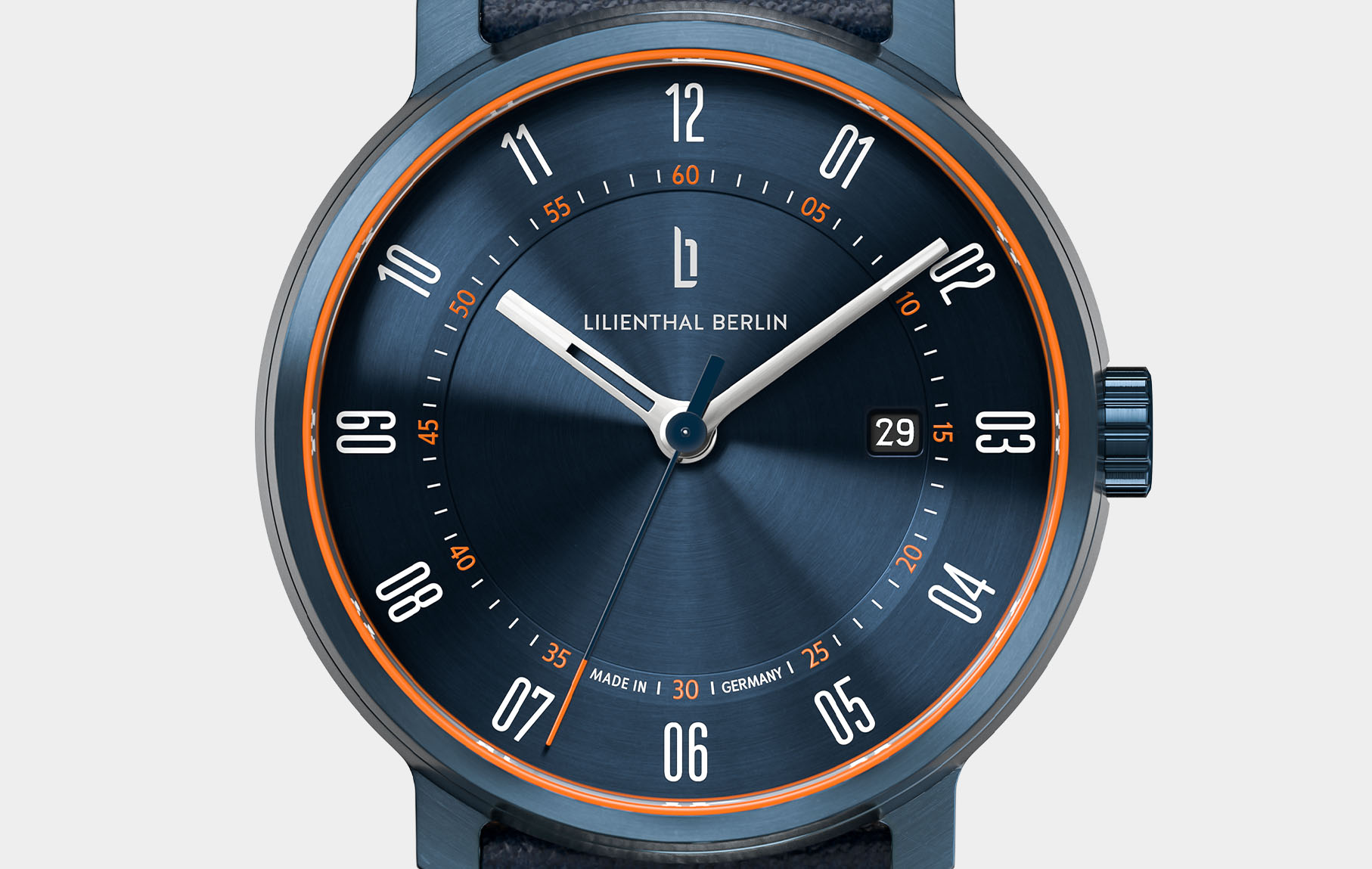 Neolux Blue Orange - Leather dark blue | All Watches | Watches | Lilienthal  Berlin - Award-winning Designs