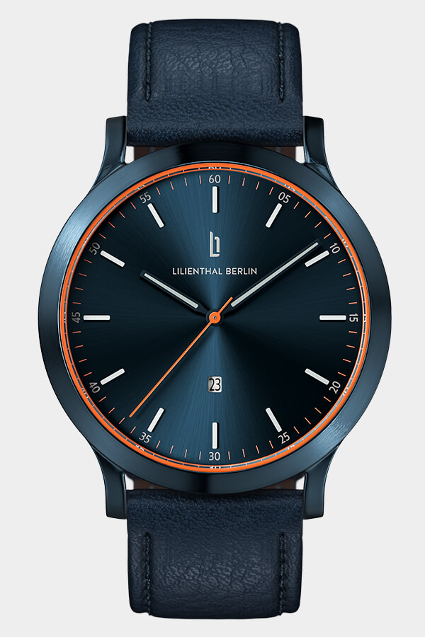 Huxley Blue Orange - leather dark blue | All Watches | Watches 