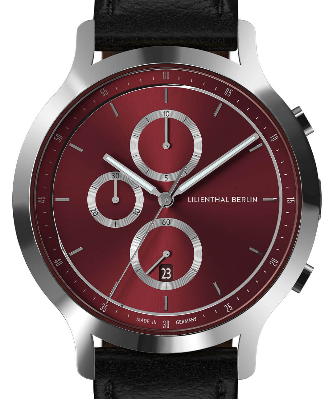 Chronograph Silver Bordeaux leather black All Watches