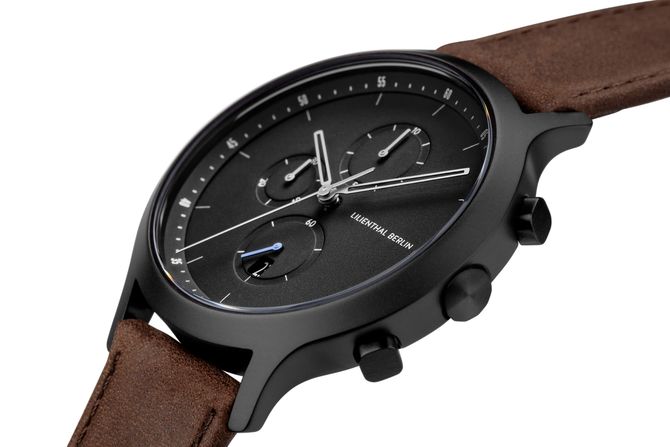 Chronograph All Black - leather dark brown | Lilienthal Berlin - Award ...
