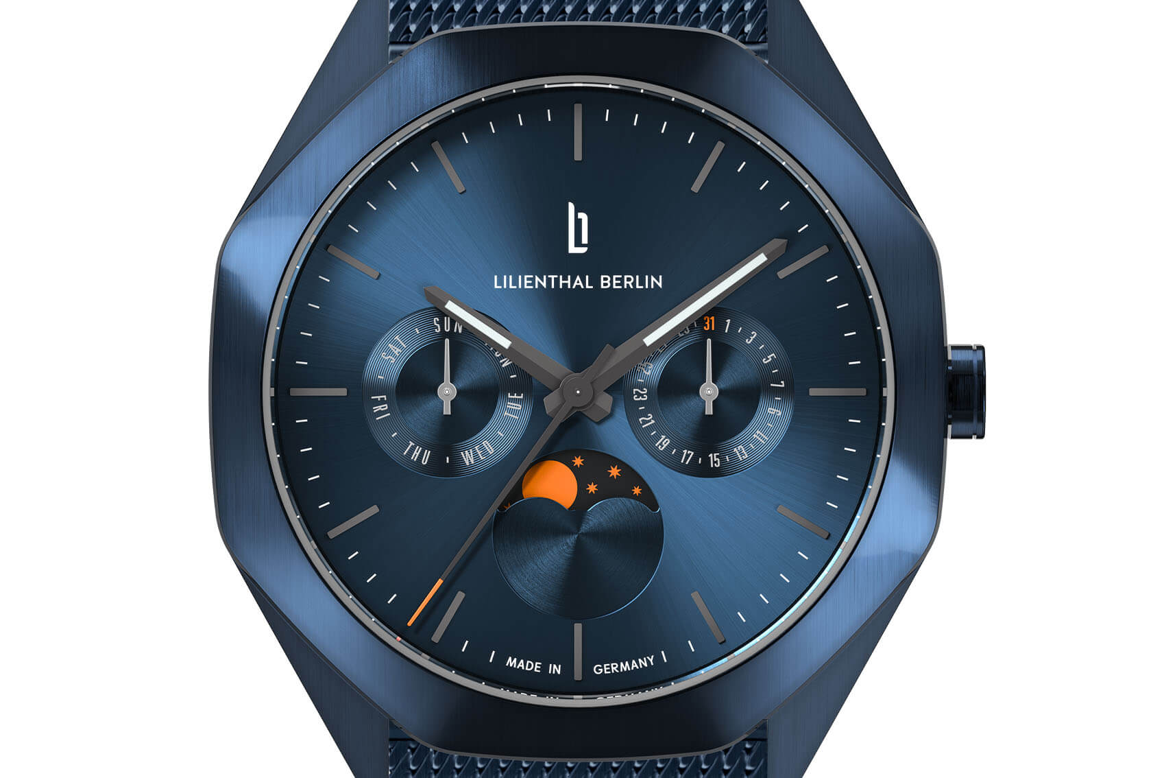 Octamoon Day Date Blue Orange - Mesh blue | All Watches | Watches 