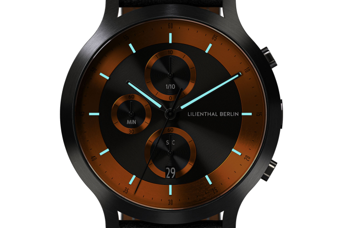 Chronograph LP Dark Silver Orange - Leather black | All